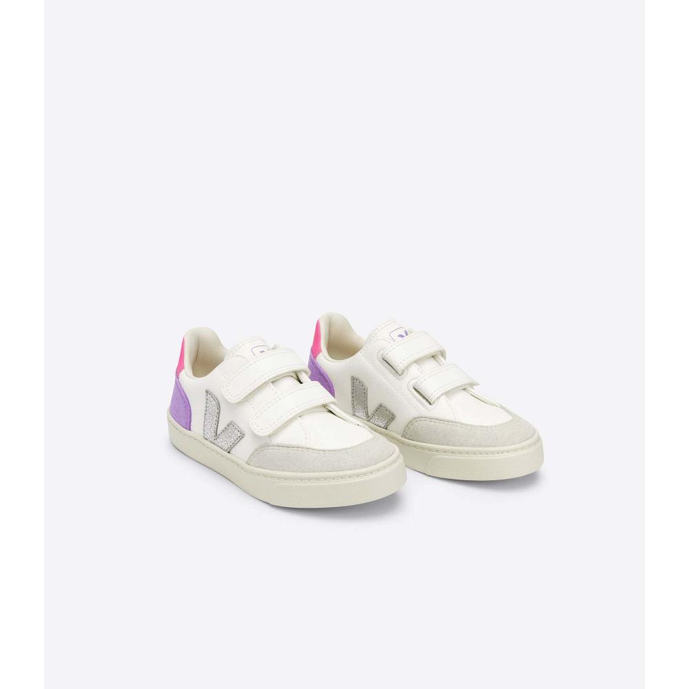 Veja V-12 CHROMEFREE Tornacipő Gyerek White/Purple | HU 880JPQ